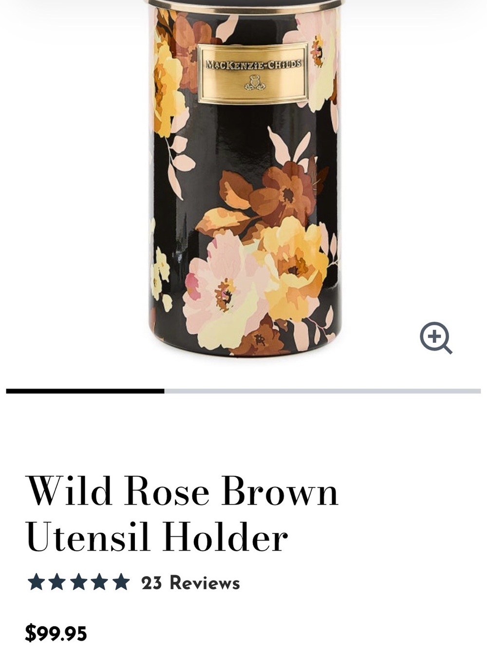 MacKenzie-Childs Black Floral Utensil Holder